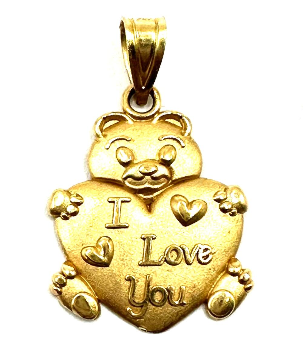 Michael Anthony 14k Yellow Gold Teddy Bear Heart Pendant
